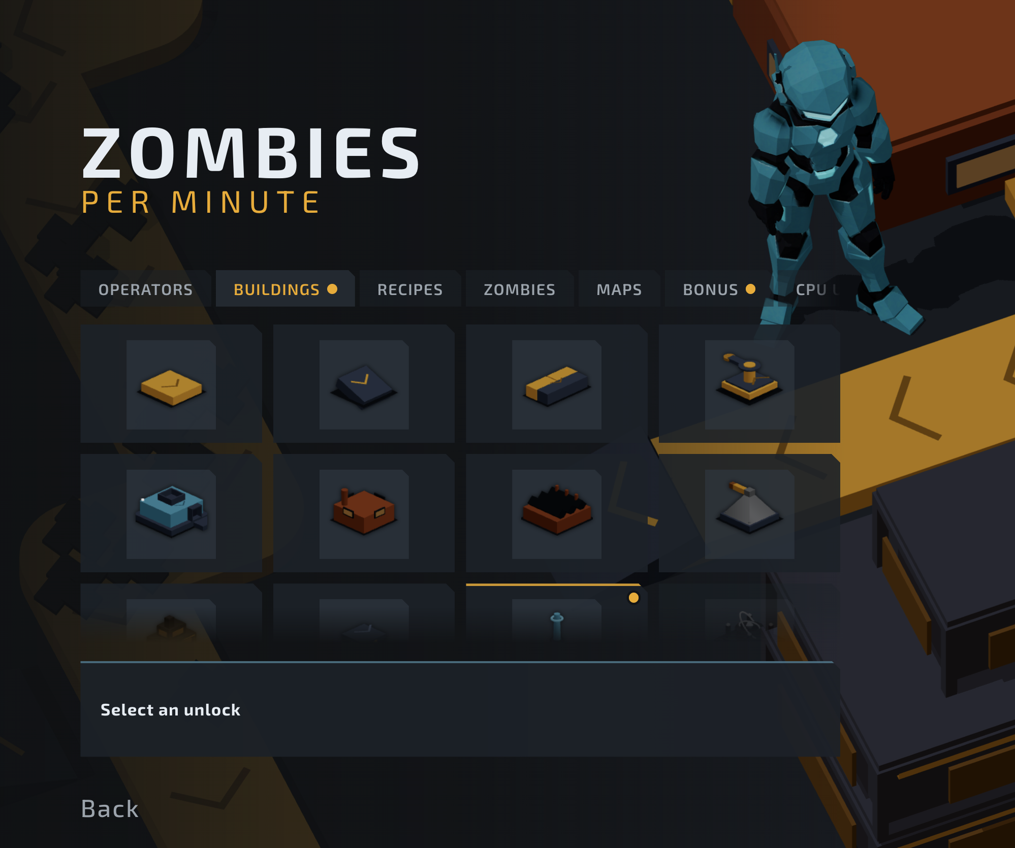 Persistent unlocks menu
